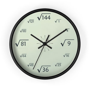 Square Root Clock, Math Clock, Unique Wall Clock, Kids Clock, Modern Wall Clock, Classroom Clock, Living Room Clock, Kitchen Clock, Clock