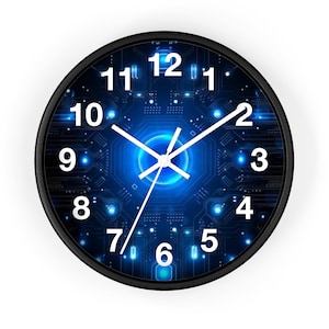 Digital Circuitry Art Clock, Cyber Pattern Clock, Digital Circuitry Clock, Tech Board Wall Clock, Digital Matrix Clock, Abstract Tech Clock