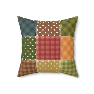 Cojín con estampado de patchwork, cojín cuadrado con estampado de patchwork, cojín de patchwork colorido, cojín único, cojín moderno, cojín geométrico imagen 9