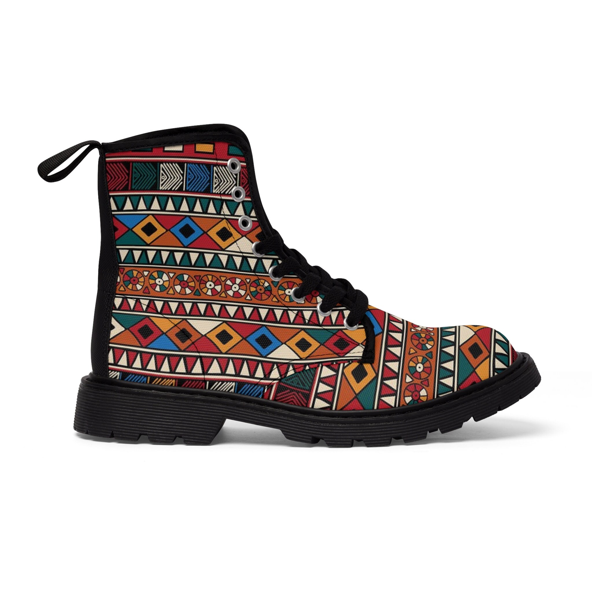 Men's Canvas Boots, African Pattern, African Print Boot, Geometric ...