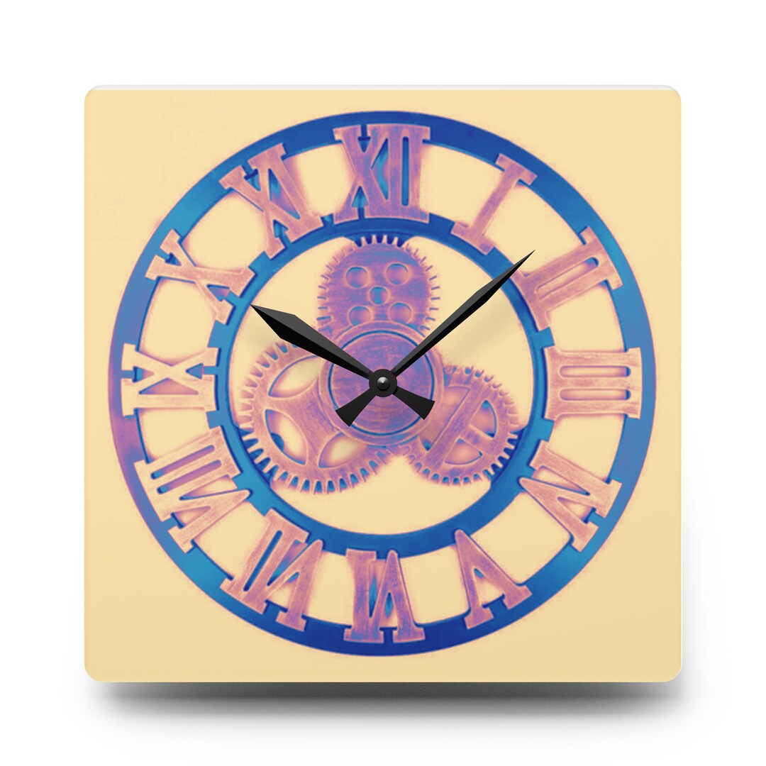 Acrylic Wall Clock Roman Numeral Clock Square Clock Round Etsy