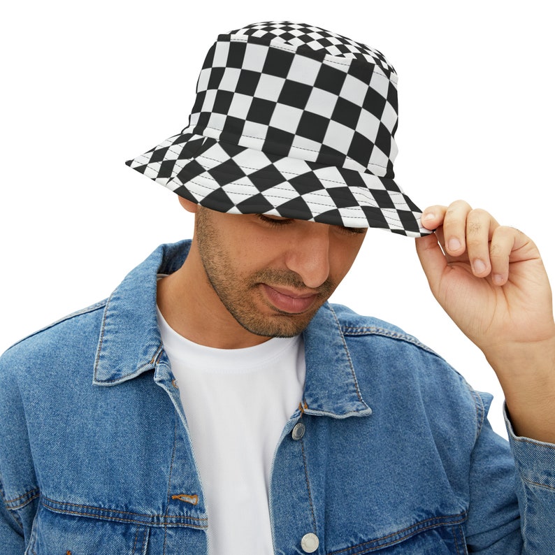 Bucket Hat, Checkered Bucket Hat, Checker Bucket Hat, Unique Bucket Hat