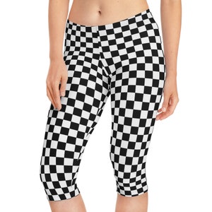 Womens Capri Leggings, Capri Leggings, Checkers Leggings, Patterned Leggings, Abstract Leggings, Short Leggings, Plus Size Legging, Tights