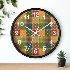 Patchwork Muster Wanduhr, Geometrische Wanduhr, Patchwork Druck Uhr, Bunte Uhr, Einzigartige Wanduhr, Moderne Wanduhr, Coole Uhr Bild 5