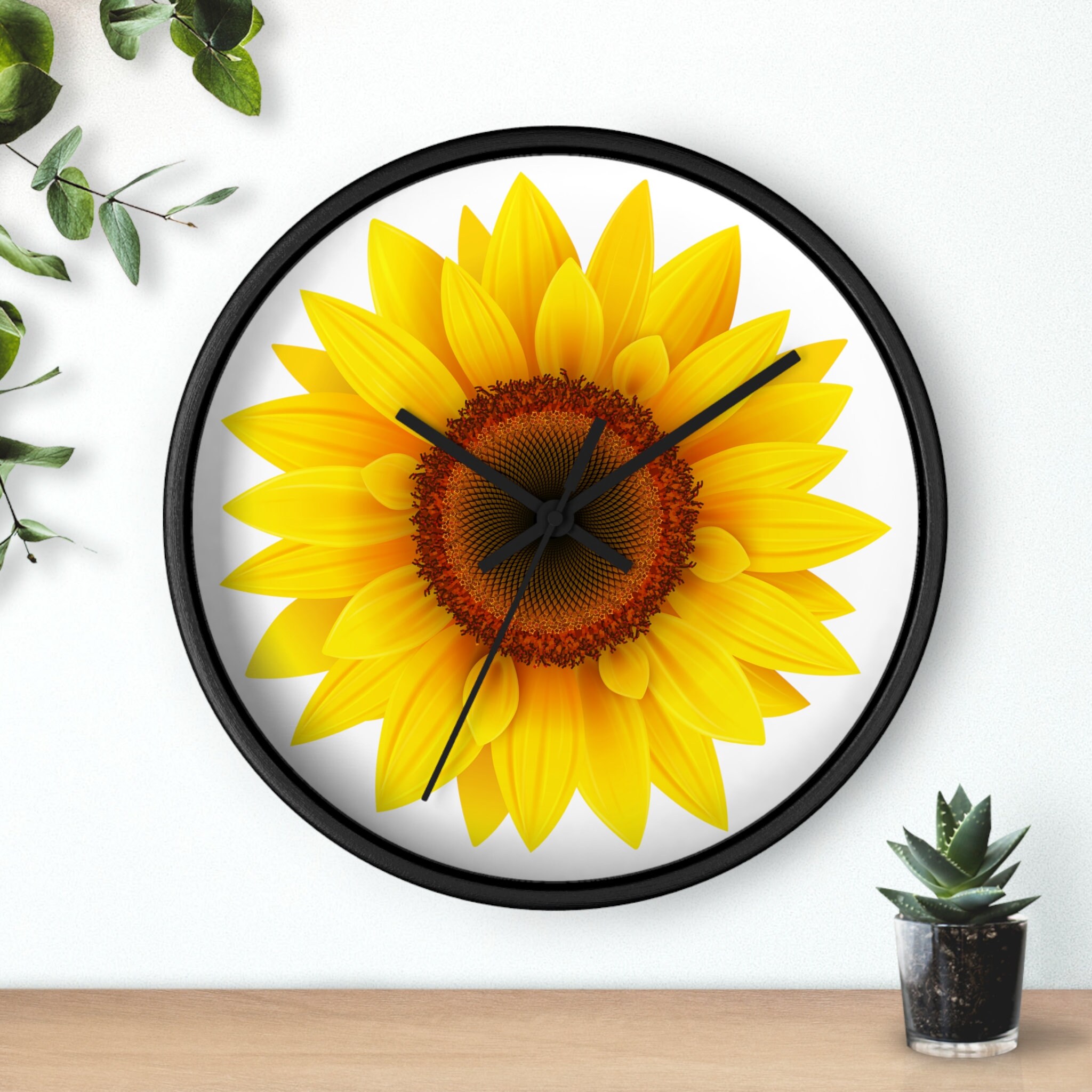 Sunflower Wall Clock, Floral Art Clock, Art Deco Clock, Flower Clock ...