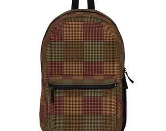 Mochila de patchwork a cuadros, mochila con estampado a cuadros, mochila con estampado geométrico, mochila de patchwork colorida, mochila moderna, mochila de moda