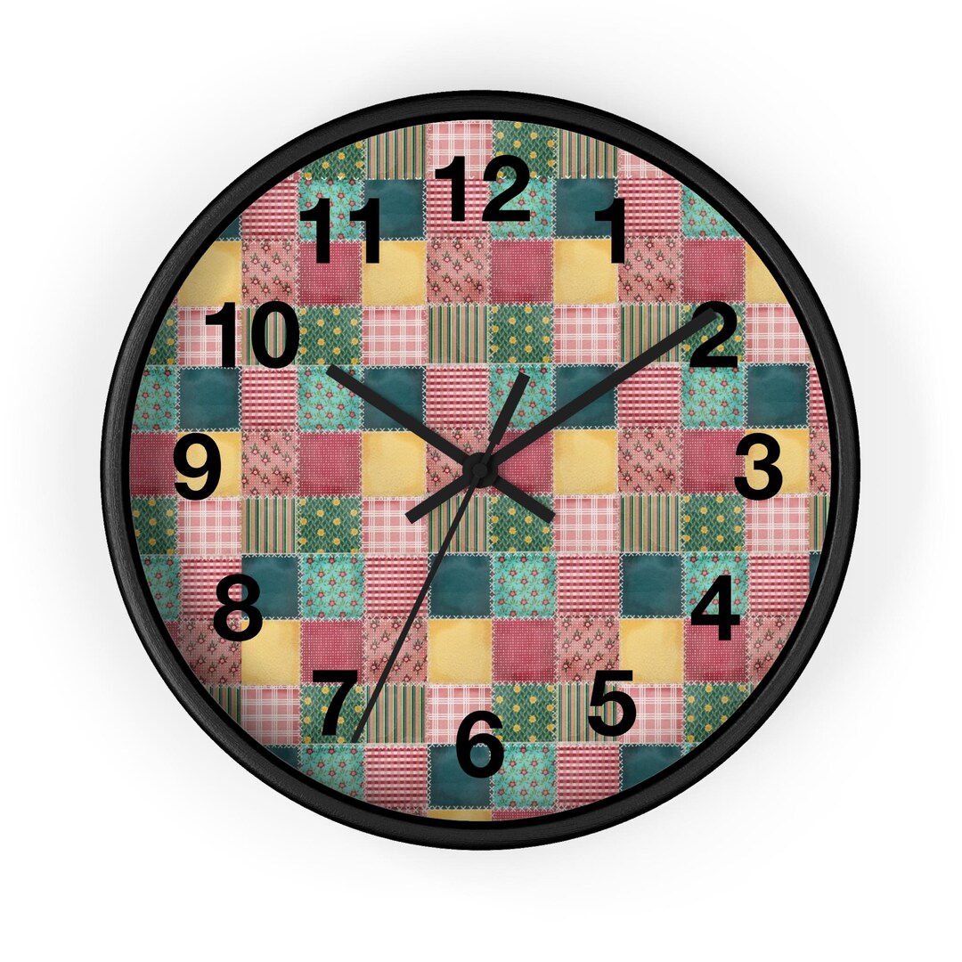 Patchwork Wall Clock, Patchwork Pattern Wall Clock, Geometric Wall ...