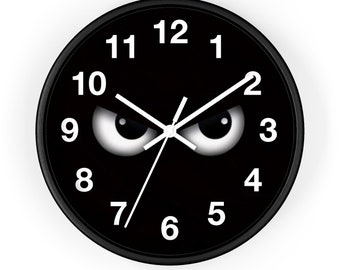 Watchful Eyes Clock, Angry Face Wall Clock, Funny Clock, Unique Wall Clock, Modern Wall Clock, Living Room Clock, Cool Clock, Fun Clock