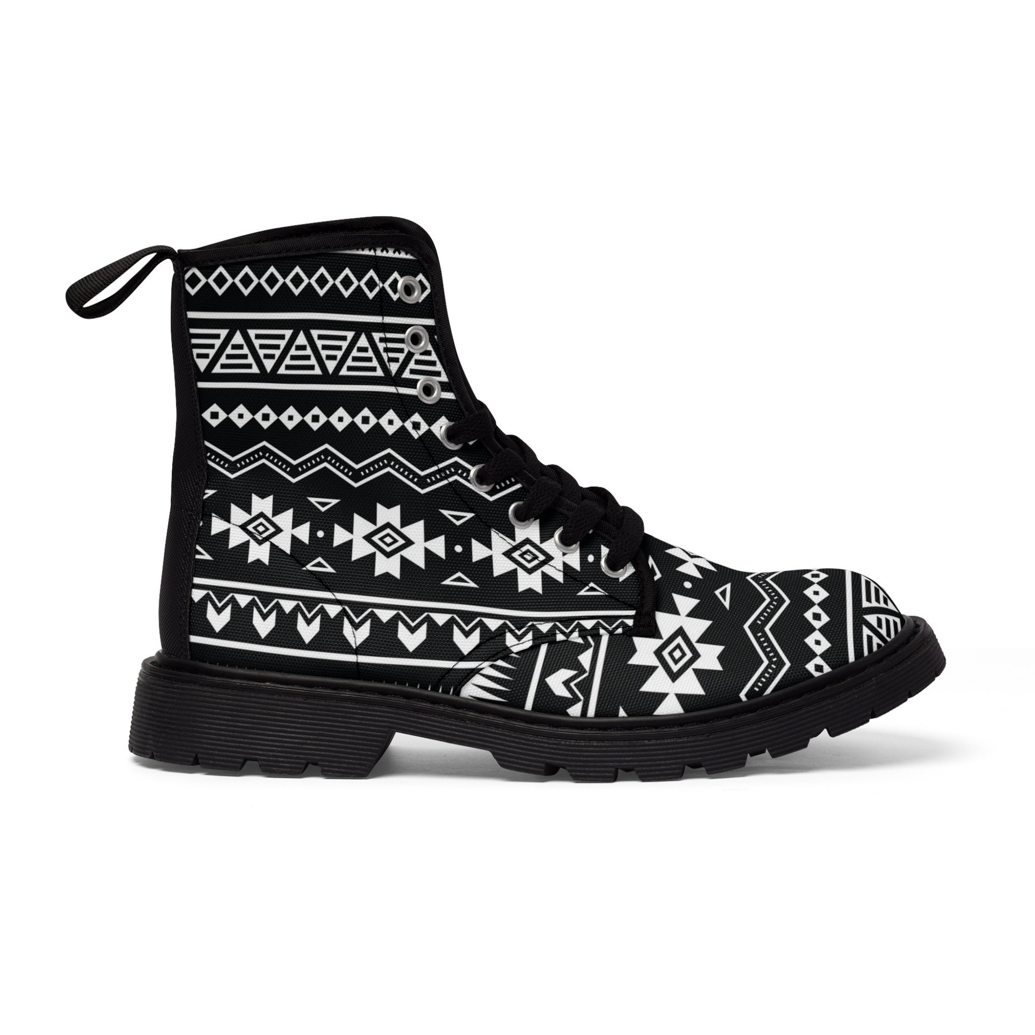 Men's Canvas Boots, Aztec Art, Geometric Pattern Footwear, Aztec ...