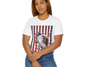 Camiseta unisex con águila patriótica, patriotismo, americana, bandera estadounidense, 4 de julio