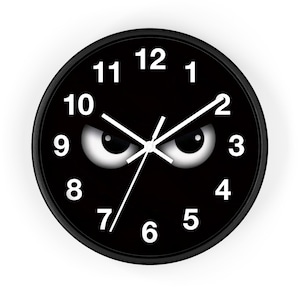 Watchful Eye Wall Clock, Black Clock, Minimalist Clock, Fun Clock, Unique Clock, Modern Wall Clock, Cool Clock, Cute Clock, Trendy Clock