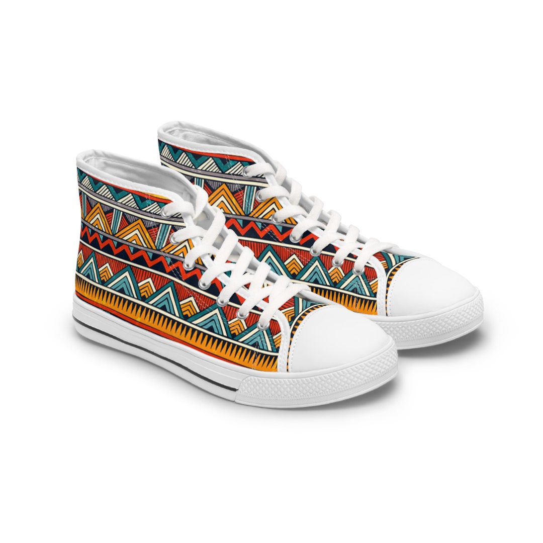 FZ Unisex African Print Low-Top Leather Sports Sneakers