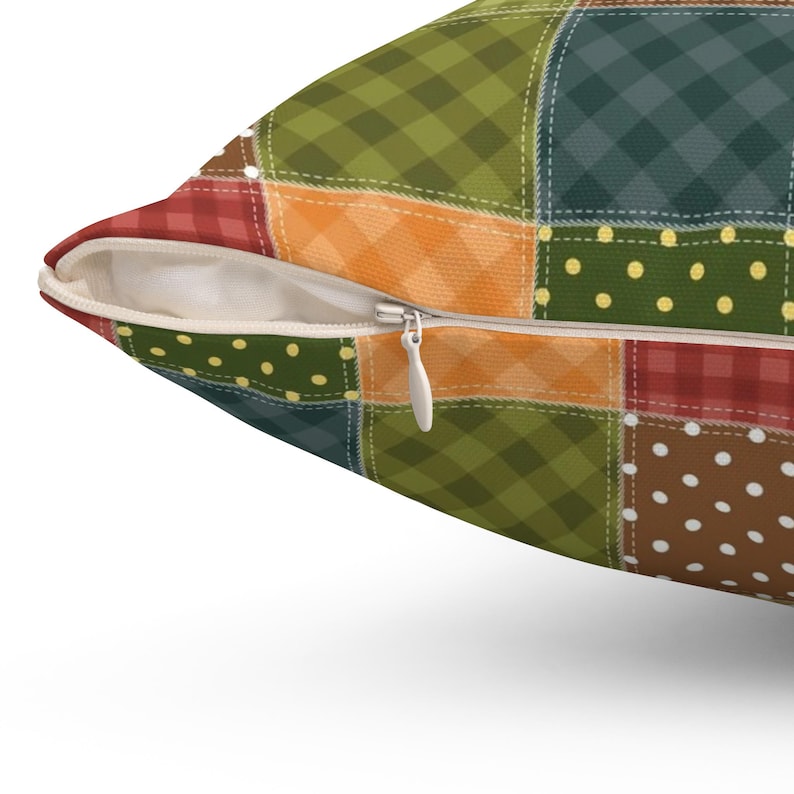 Patchwork Printed Throw Pillow, Patchwork Pattern Square Pillow, Geometric Pillow, Colorful Patchwork Cushion, Unique Pillow, Trendy Pillow image 10