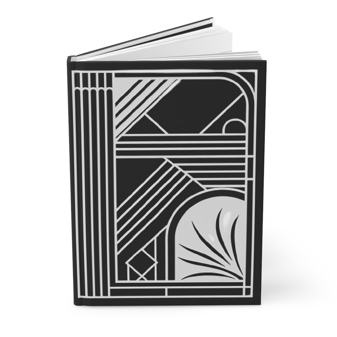 Hardcover Journal, Abstract Art, Black and White, Geometric Design ...