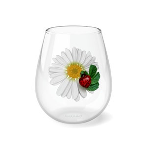 Stemless Wine Glass, Floral Wine Glass, Daisy Glass, Nature-inspired Glassware, Wine Tumbler, Wine Accessories, Elegant Wine Glass, Gifts