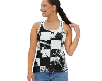 Studded Distressed White Ribbed Tank Top, Cut off Grunge Punk Tank
