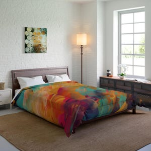 Abstract Comforter, Colorful Bedspread, Vibrant Textured Duvet, Expressive Artistic Comforter, Colorful Bedding, Colorful Blanket, Comforter