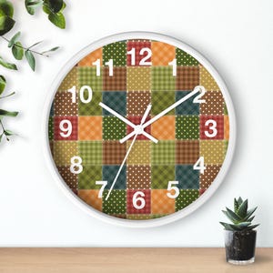 Patchwork Muster Wanduhr, Geometrische Wanduhr, Patchwork Druck Uhr, Bunte Uhr, Einzigartige Wanduhr, Moderne Wanduhr, Coole Uhr Bild 7