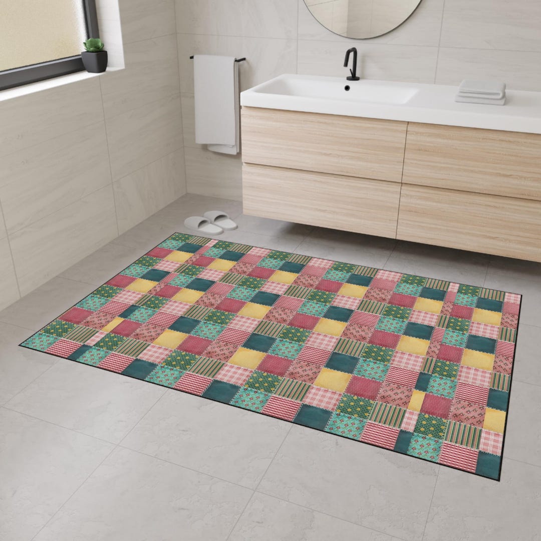 Patchwork Pattern Mat, Patchwork Print Floor Mat, Heavy Duty Floor Mat ...