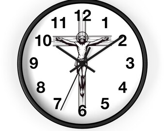 Jesus Cross Wall Clock, Jesus Crucifix Clock, Christian Clock, Religious Clock, Crucifix Clock, Cross Clock, Christian Gifts, Faith Art Gift