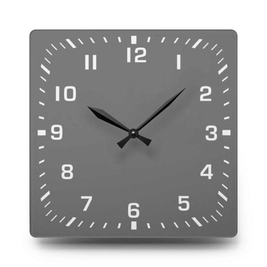 Acrylic Wall Clock Gray Clock Modern Clock Minimalist Etsy