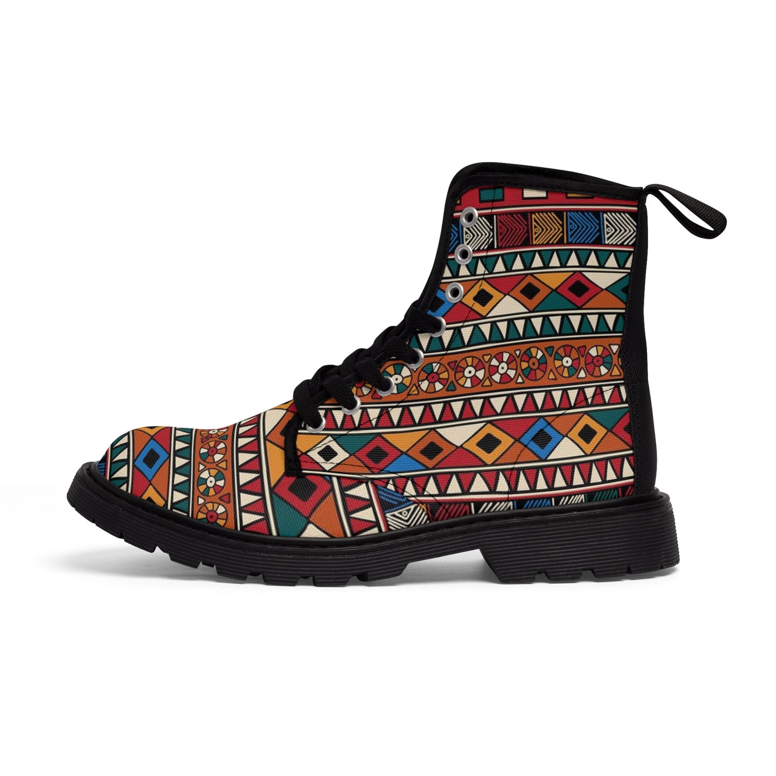 Men's Canvas Boots, African Pattern, African Print Boot, Geometric ...