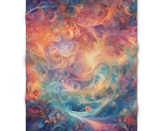 Aurora Bliss Cozy Blanket, Cozy Fleece Throw Blanket, Colorful Abstract Blanket, Artistic Blanket, Decorative Blanket, Unique Gift Blanket
