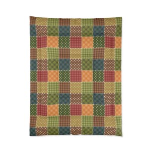 Edredón con estampado de patchwork, edredón con estampado de patchwork, edredón con patchwork, edredón geométrico, edredón moderno, edredón único imagen 7