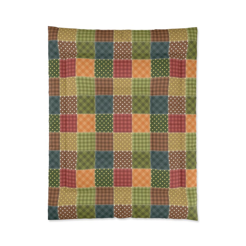 Edredón con estampado de patchwork, edredón con estampado de patchwork, edredón con patchwork, edredón geométrico, edredón moderno, edredón único imagen 7