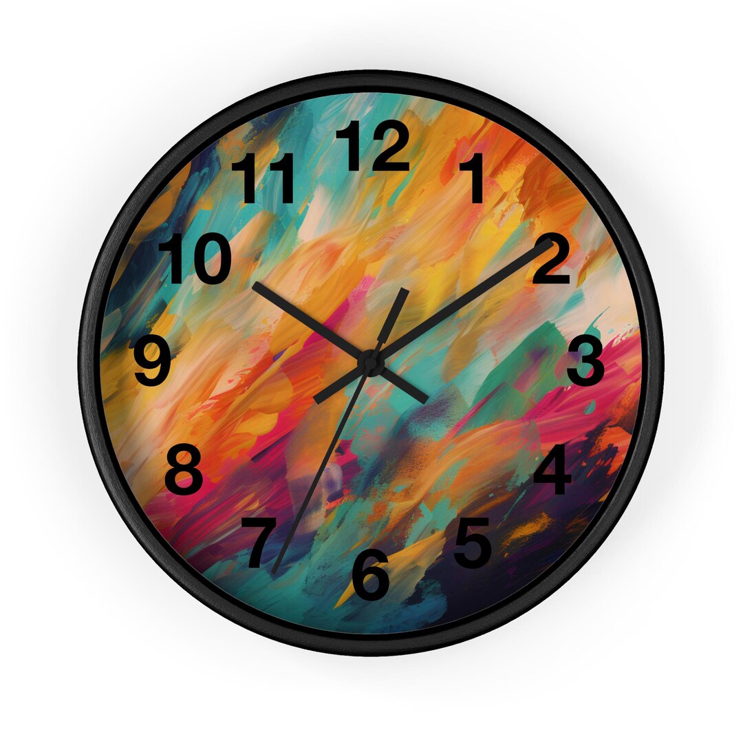 Abstract Clock Colorful Abstract Wall Clock, Art Deco Clock, Artistic Clock, Colorful Home ...