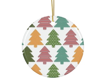Christmas Tree Pattern Ornament, Christmas Ceramic Ornament, Festive Ornament, Holiday Tree Decoration, Seasonal Tree Decor, Ceramic Decor