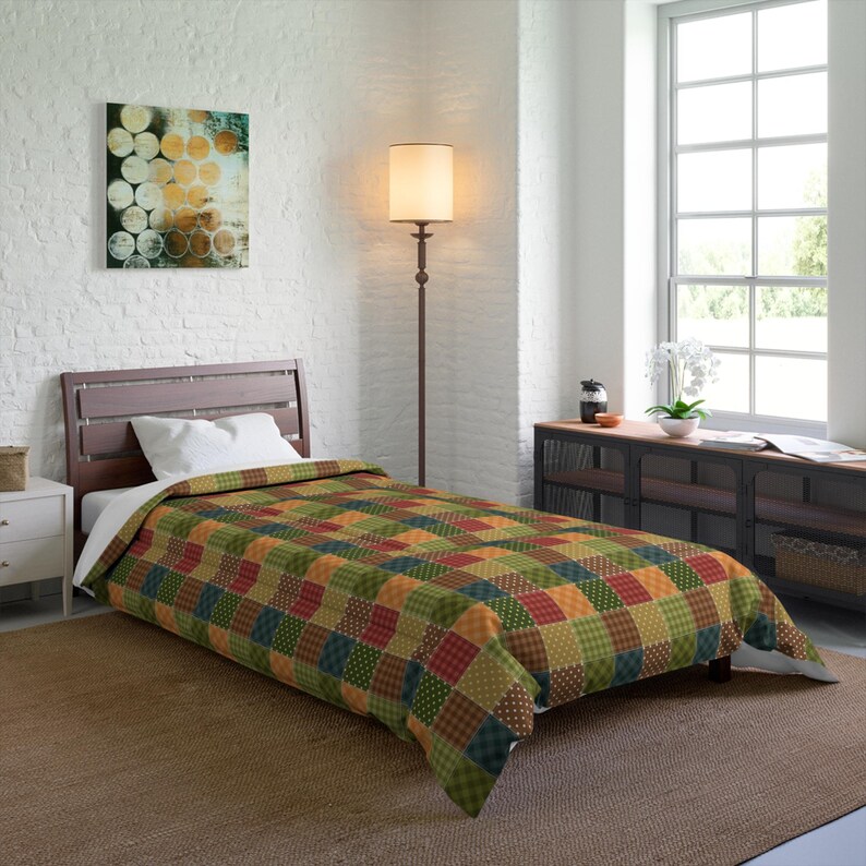 Patchwork Printed Comforter, Patchwork Comforter, Patchwork Pattern Comforter, Geometric Comforter, Unique Comforter, Trendy Comforter image 4