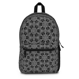 Geometric Backpack, Black Geometric Backpack, Black Pattern Backpack, Men backpack, Women Backpack, Cool Backpack, Knapsack, Bookbag