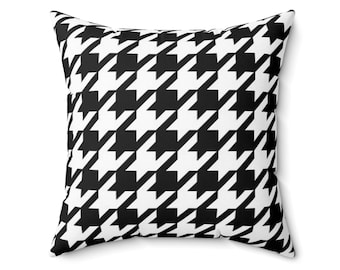 Black and White Pillow, Monochrome Throw Pillow, Classic Pattern Cushion, Elegant Decorative Pillow, Timeless Home Accessory, Square Pillow