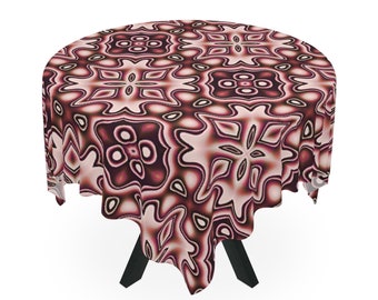 Tablecloth, Geometric Design, Pink and Purple Pattern, 3D effect, Modern Table Decor, Symmetrical design, Elegant Dining, Vibrant Tablecloth