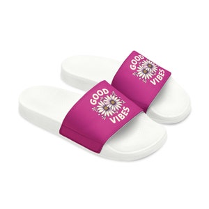 Womens Slide Sandals, Good Vibes Sandals, Slide Sandals, Summer Sandals, Pool Slide Sandals, Beach Slides, Summer Slippers, Slip on Sandals