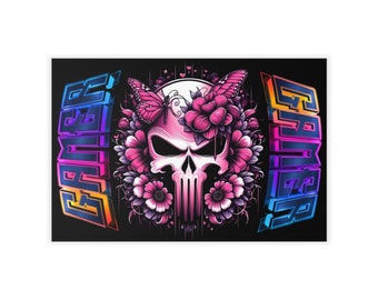 Gamer Girl Sticker, Gamer Skull Decal, Gaming Room Decor, Video Game Poster, Video Game Decor, Video Game Wall Decal, Gaming Wall Decal