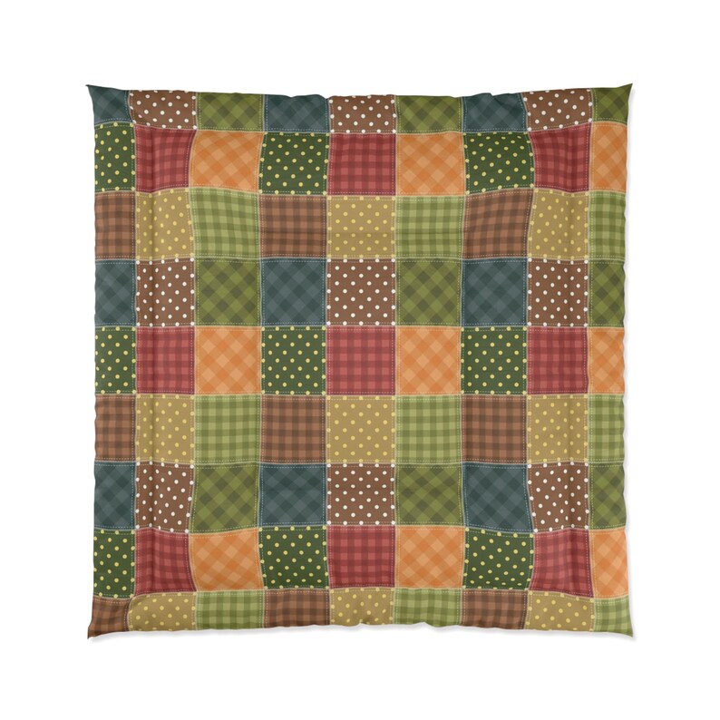 Edredón con estampado de patchwork, edredón con estampado de patchwork, edredón con patchwork, edredón geométrico, edredón moderno, edredón único imagen 8