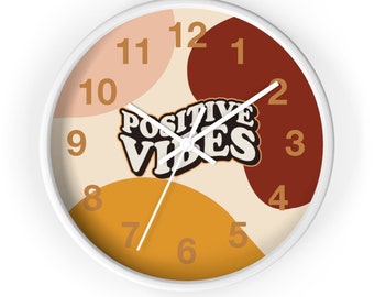 Positive Vibes Wall Clock, Positive Vibes Clock, Unique Wall Clock, Modern Wall Clock, Living Room Clock, Trendy Clock, Cool Clock