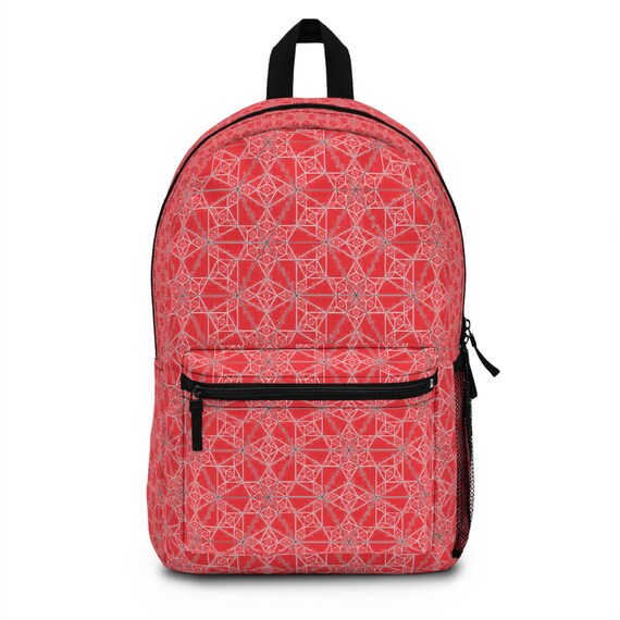 Geometric Backpack, Red Geometric Backpack, Red Pattern  display picture 1