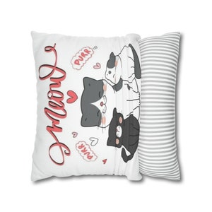 Kissenbezug, Kissenbezug, Dekokissenbezug, Anime Kätzchen Kissenbezug, niedlicher Katzenkissenbezug, quadratischer Kissenbezug aus gesponnenem Polyester