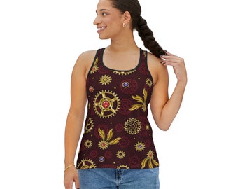 Womens Tank Top, Steampunk Top, Vintage Top, Sleeveless Blouse, Ribbed Tank, Aesthetic Tank Top, Cute Tank Top, Summer Tank Top, Floral Tank