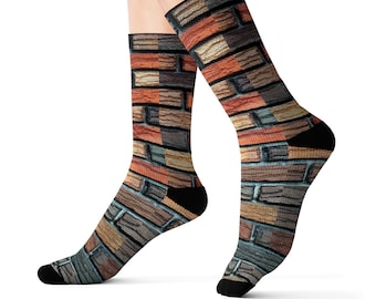 Calcetines con estampado de ladrillos, calcetines con diseño colorido, calcetines con estampados de moda, calcetines multicolores con estilo, calcetines con estampado de ladrillos de moda, calcetines