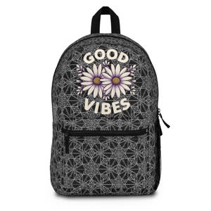 Good Vibes Geometric Backpack, Good Vibes Backpack, Black Geometric Backpack, Girl Backpack, Womens Backpack, Trendy Backpack, Cool Backpack