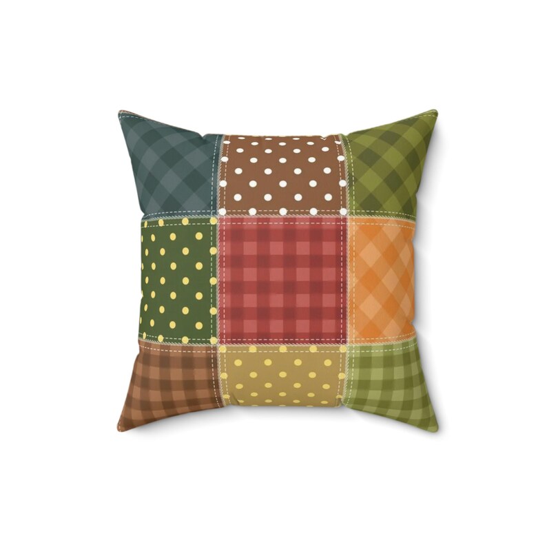 Cojín con estampado de patchwork, cojín cuadrado con estampado de patchwork, cojín de patchwork colorido, cojín único, cojín moderno, cojín geométrico imagen 7