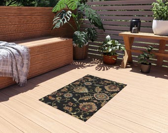 Botanical Outdoor Rug, Floral Outdoor Rug, Outdoor Modern Rug, Patio Outdoor Rug, Porch Outdoor Rug, Cute Outdoor Rug, Deck Rug, Porch Rug