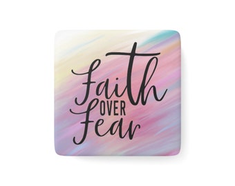 Faith Over Fear Magnet, Inspirational Magnet, Christian Magnets, Motivational Magnets, Locker Decor, Cubicle Decor, Decorative Magnets