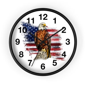 Wall Clock, American Flag Clock, Unique Wall Clock, Kitchen Wall Clock, Office Wall Clock, Decorative Wall Clock, Art Deco Wall Clock,