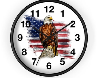 Reloj de pared, reloj con bandera estadounidense, reloj de pared único, reloj de pared de cocina, reloj de pared de oficina, reloj de pared decorativo, reloj de pared Art Déco,