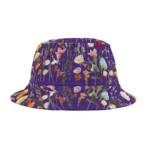 Floral Bucket Hat: Purple Flower Garden Sun Hat